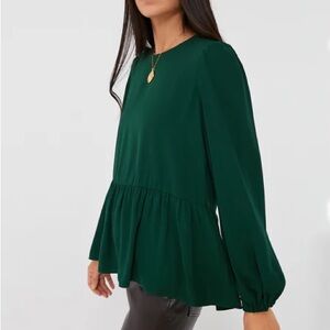 TUCKERNUCK pomander place carlota peplum blouse hunter green size L
